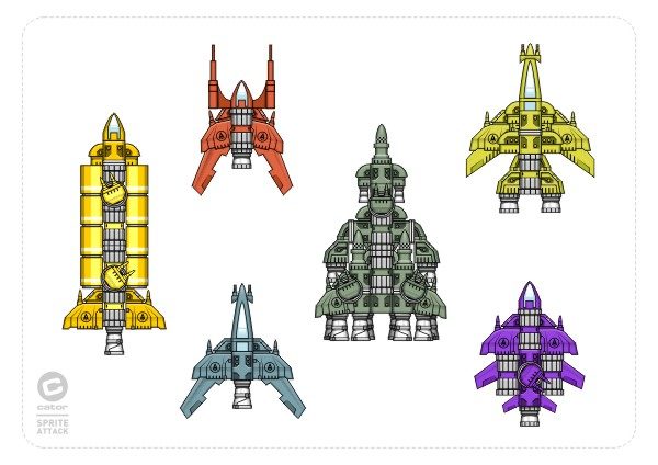 2Dgameartguru spaceship design modular