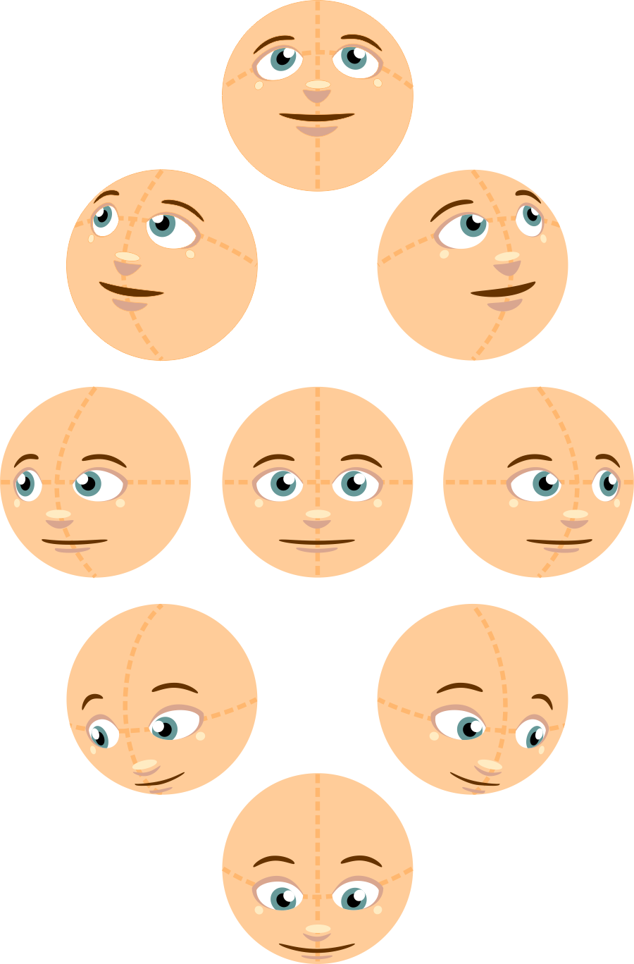 Character design - simpler rotation of a face using basic vector shapes