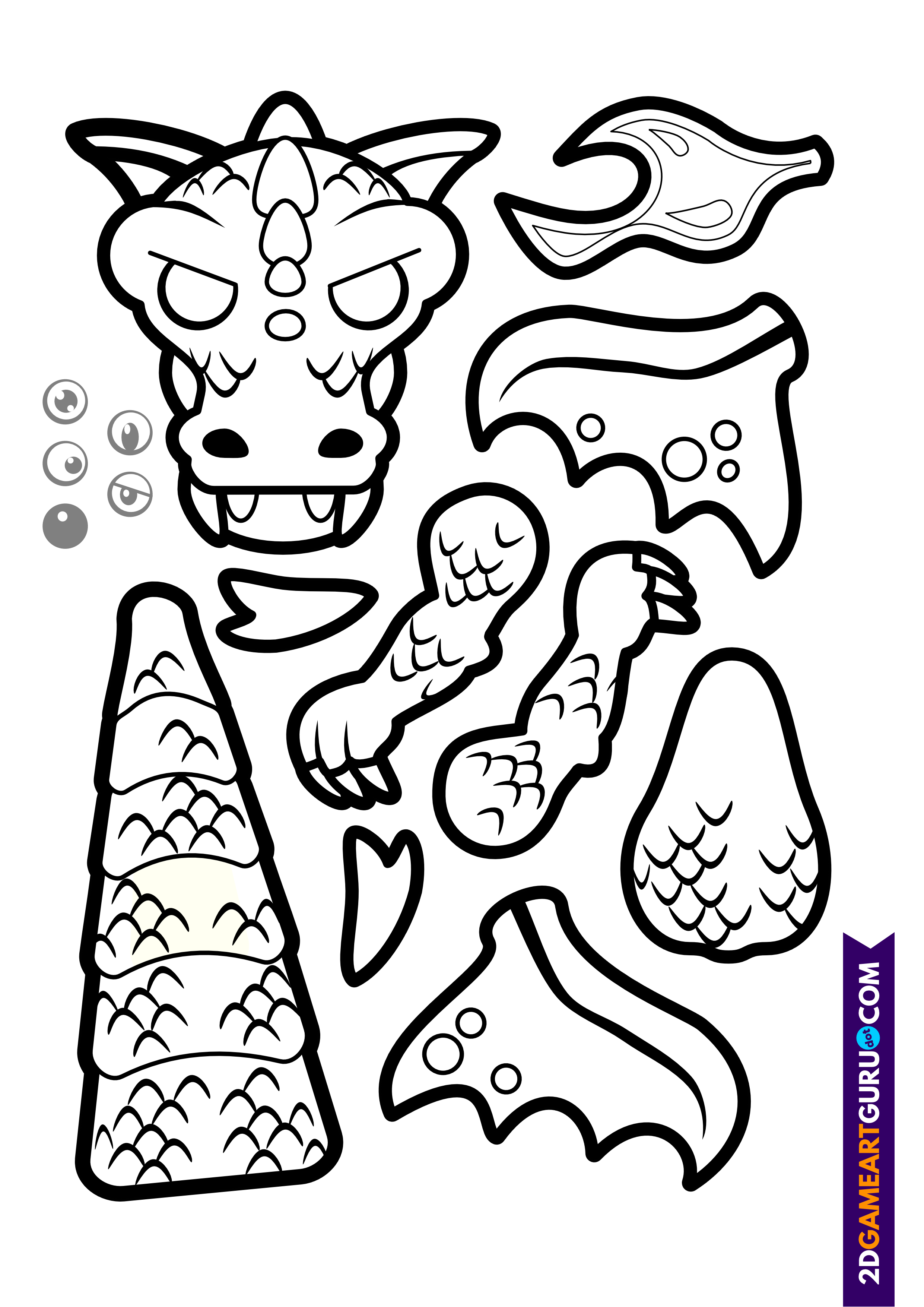2dgameartguru - craft sheet dragon