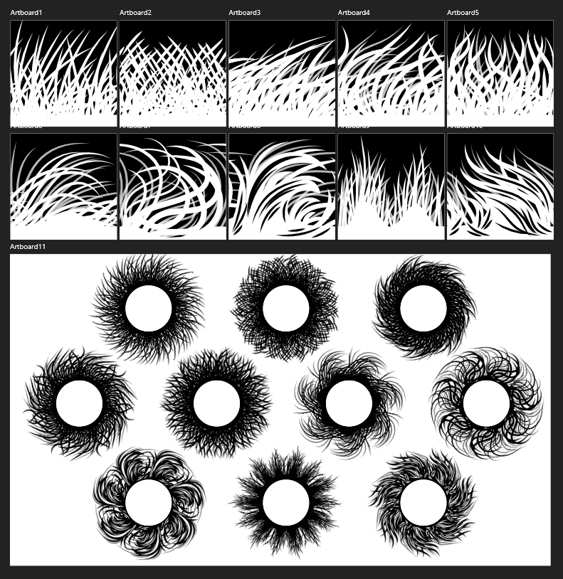 2dgameartguru - vector brush set fur solid base preview