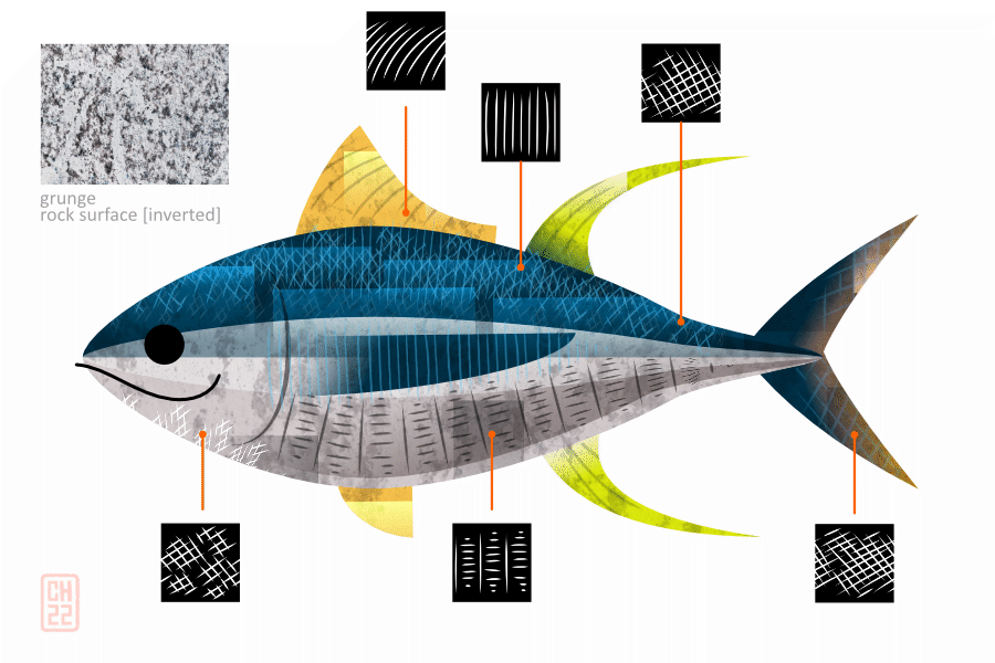 2dgameartguru - lines and patterns example 'yellow fin tuna'