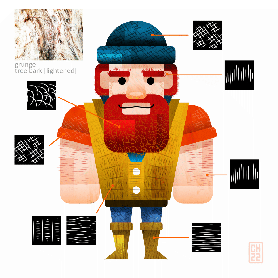2dgameartguru - lines and patterns example 'bearded man'