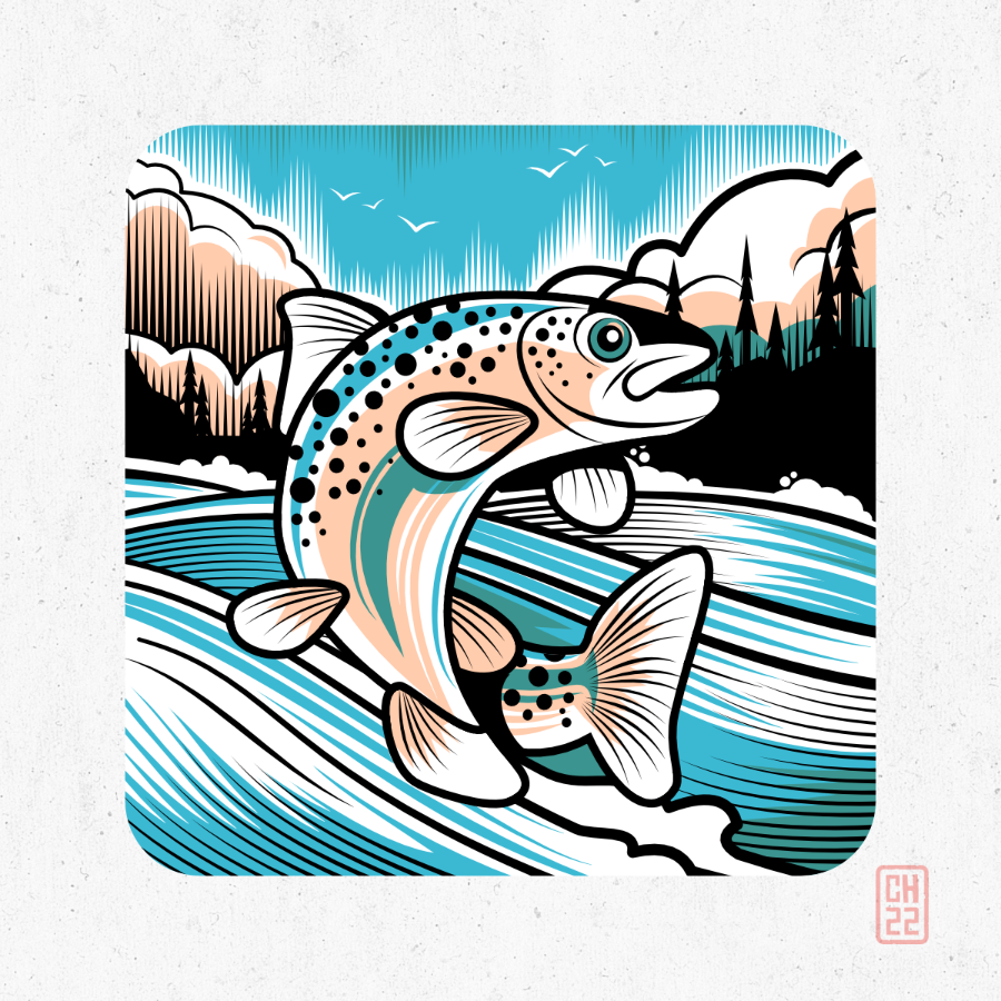 2dgameartguru - wood cut effect in Affinity Designer - trout