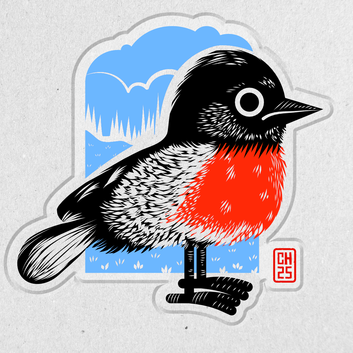 2Dgameartguru - linocut bird in Affinity Designer