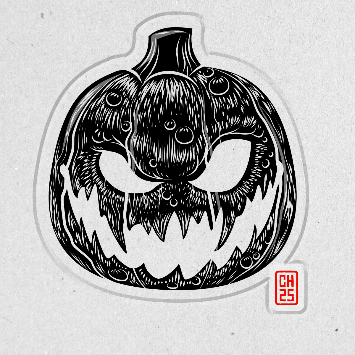 2Dgameartguru - linocut pumpkin